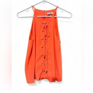Parker Women's Bright Orange Lace-Up Blouse